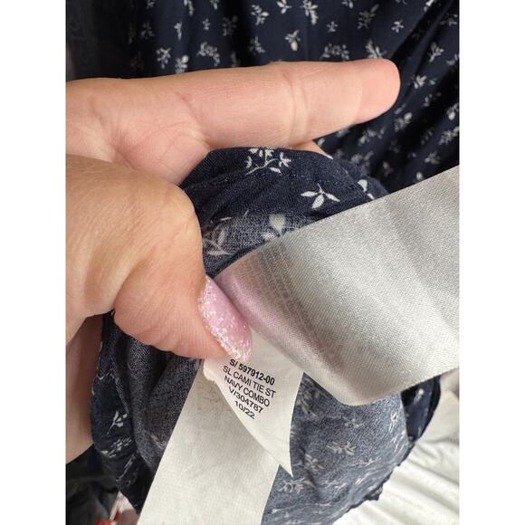 Old Navy Women's Navy Blue Floral Sleeveless Cami Tie Strap Mini Dress Medium - Picture 6 of 6